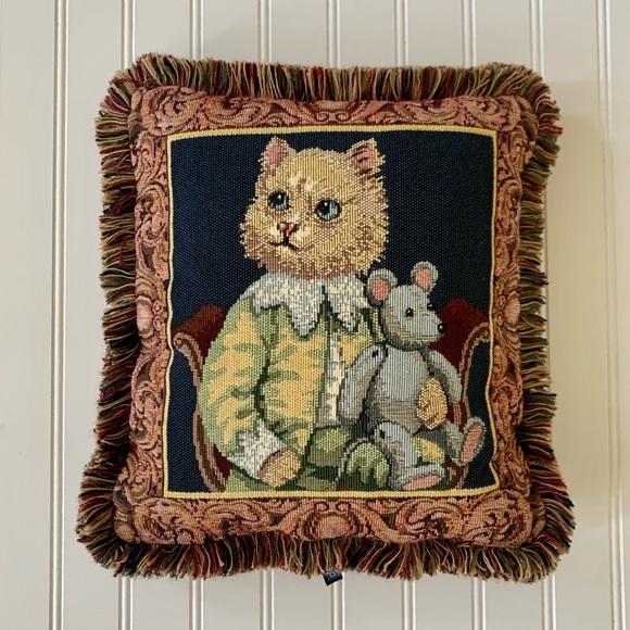 Dakotah Other - Rare Cat and Mouse Tapestry Pillow by Dakotah
